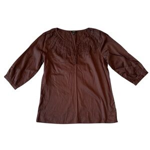 Talbots Rich Brown Pleated Blouse